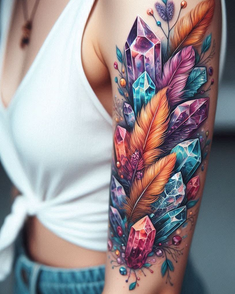These Magic Crystals tattoos are pure energy on skin—bold, mystical, and totally mesmerizing. If you're into Tattoo designs that sparkle with intention, this one's a gem.