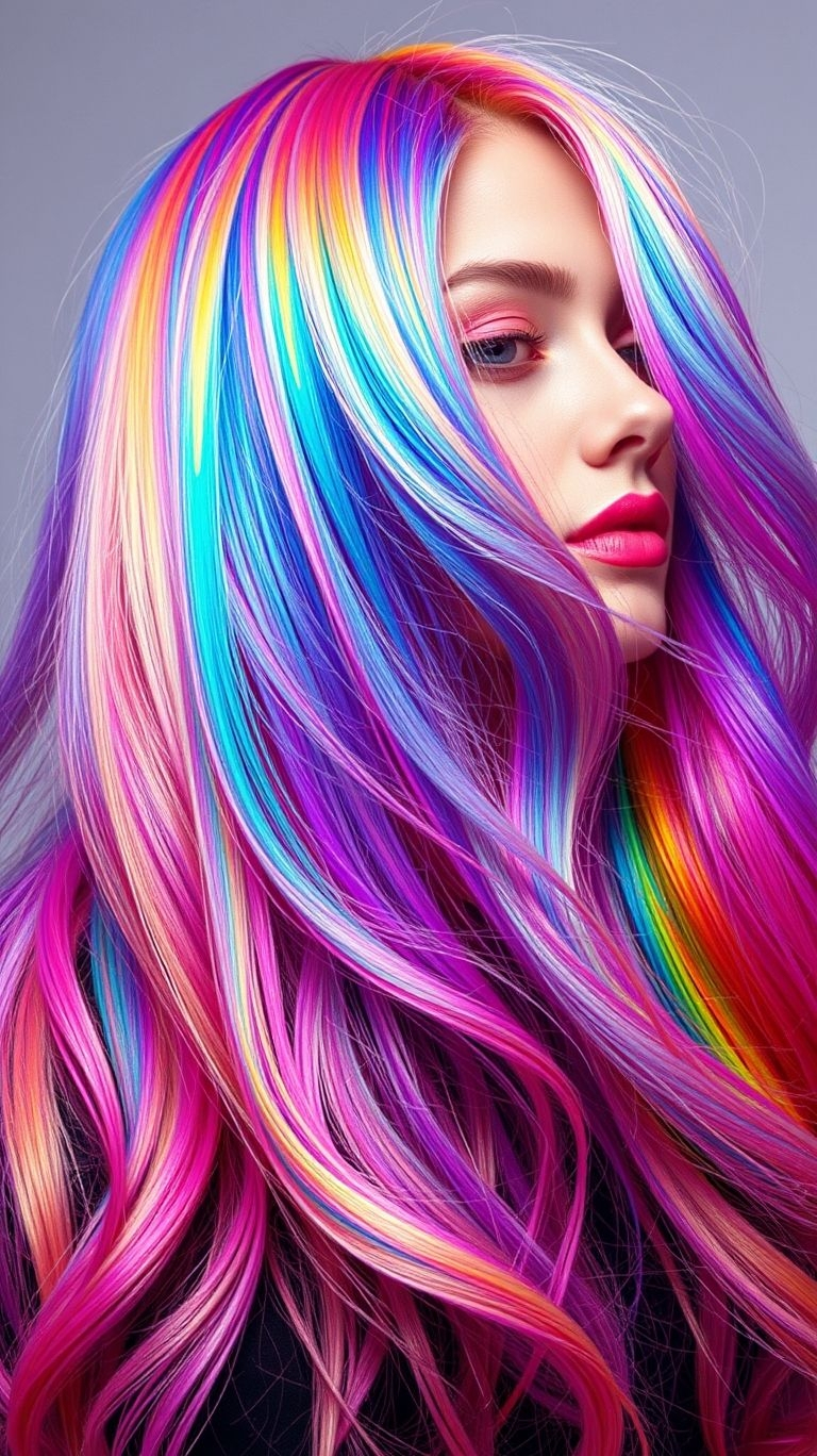 Forget your morning coffee; this is the only jolt of pure energy your life needs. These electric neon rainbow melts are some of the most high-voltage Hair Color Ideas we've ever seen, guaranteed to supercharge your look.