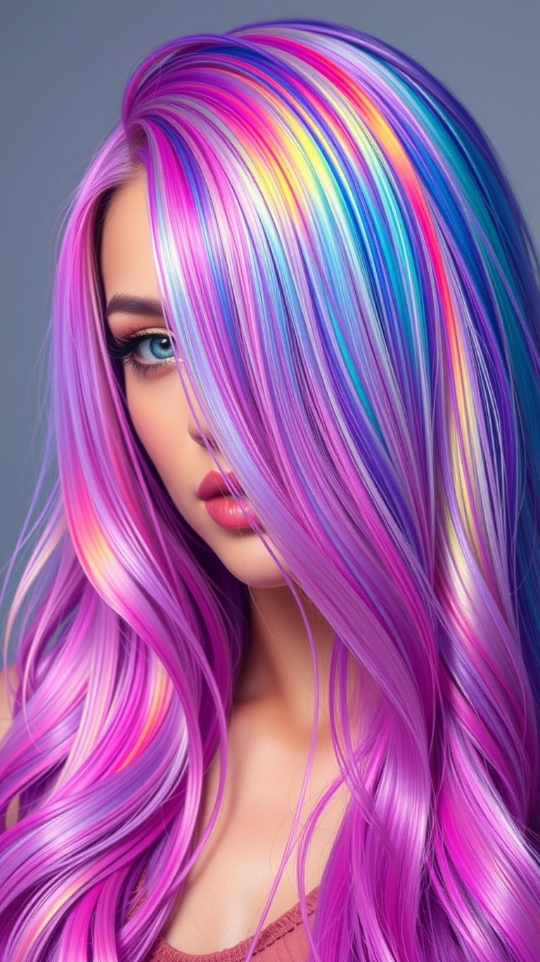 This hair was literally born to glow. A neon rainbow melt is one of the few Hair Color Ideas that looks incredible in the daylight and even more magical under a blacklight. Get ready to be the life of the party.