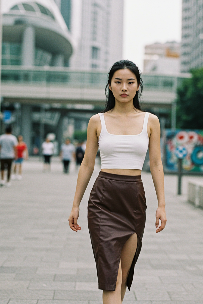A white top tucked into a high waist skirt is the fashion equivalent of a mic drop. Outfit ideas like this are timeless with a twist.