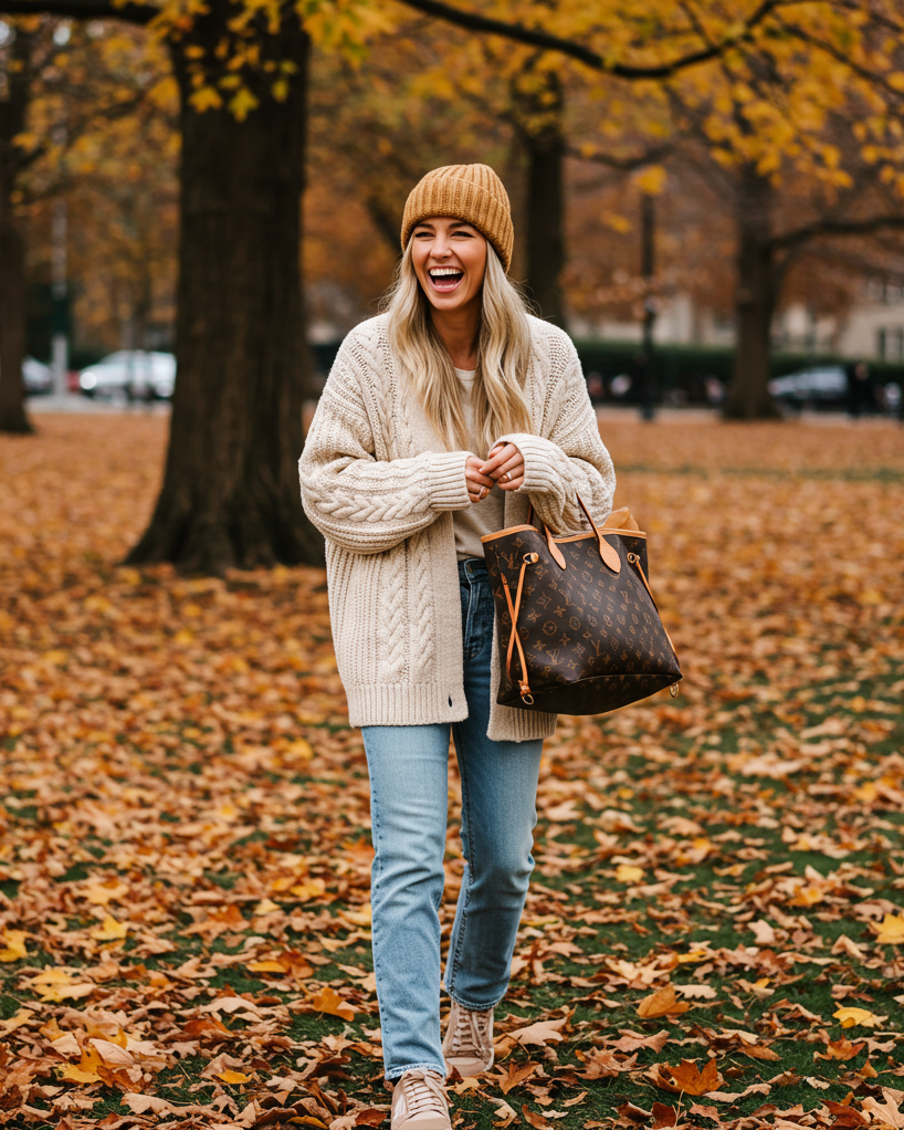 When your Winter Outfits say comfort but your accessories scream couture, you’ve nailed the balance. This combo is soft, stylish, and secretly powerful.