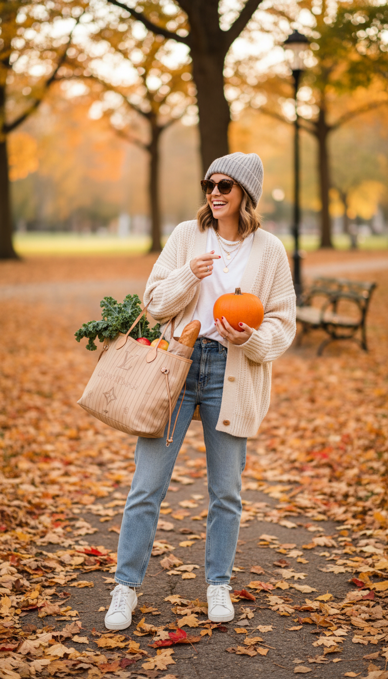 Cardigan weather just got a glow-up. For Winter Outfits that feel like comfort food but look like street style, this look is your go-to.