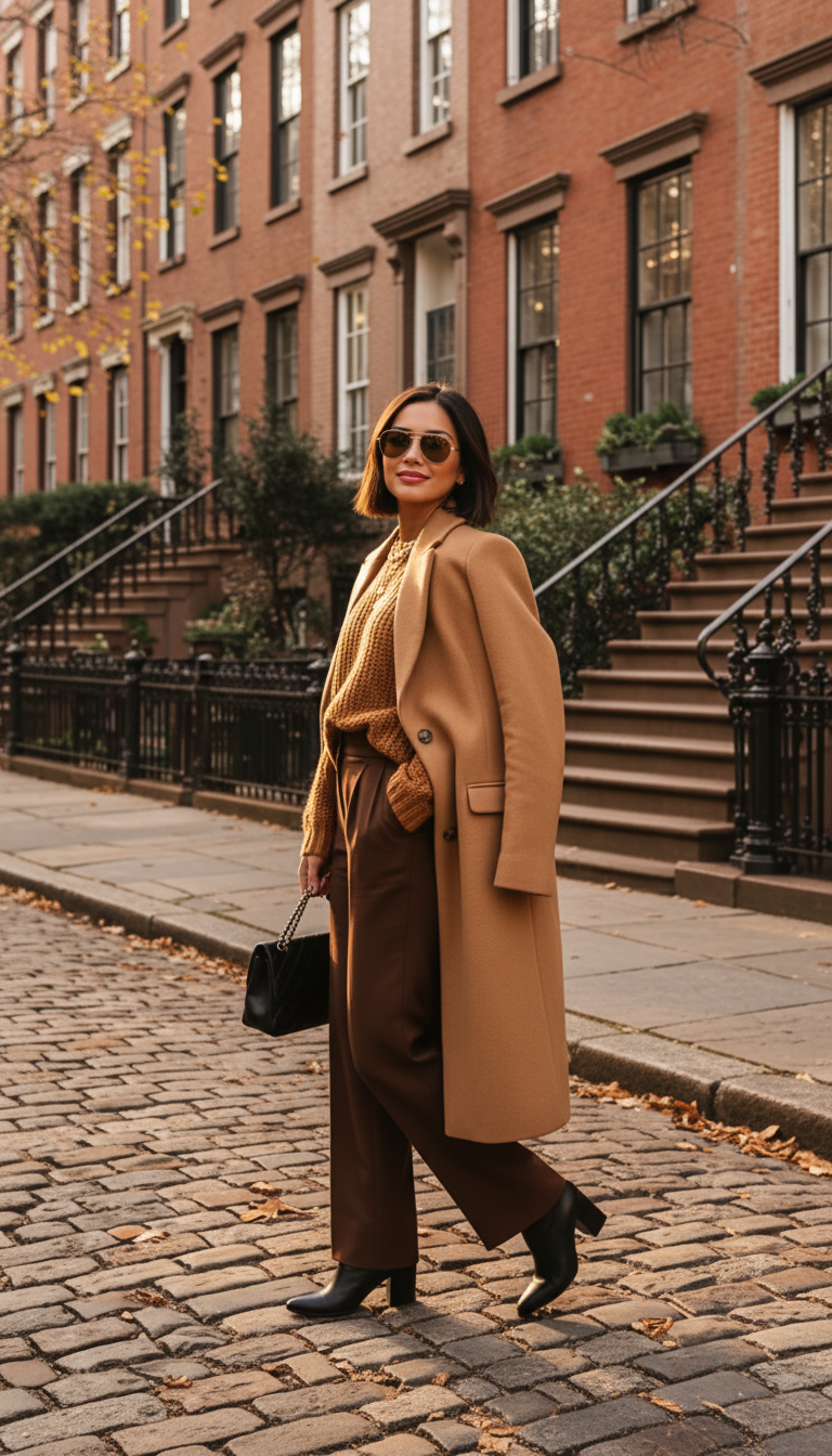This outfit doesn’t just walk—it glides. Fall Outfits like this make layering look like an art form.
