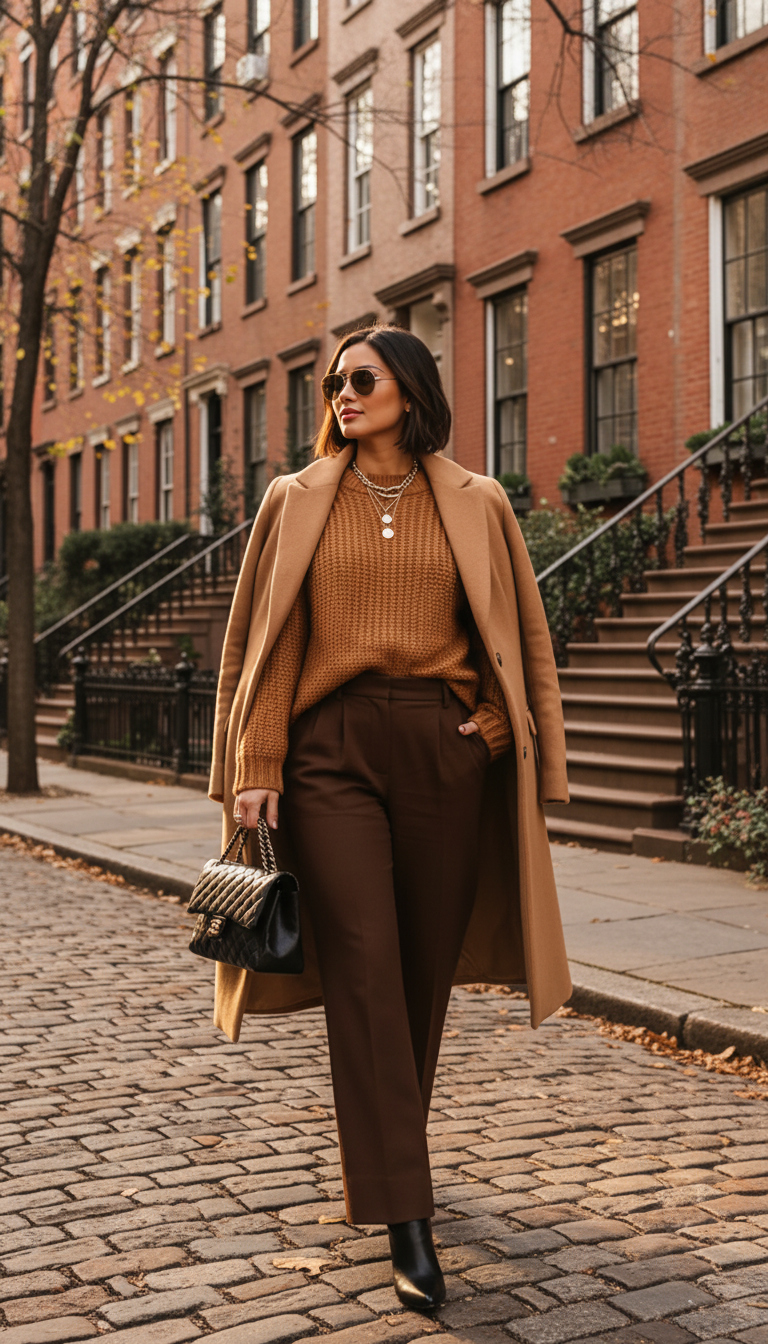 Fall Outfits that serve drama without discomfort? This one’s got the coat, the flow, and the finesse to keep you stylish and snug.