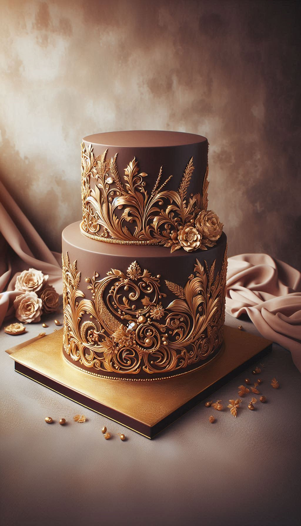 Let's be honest, a wedding cake that looks this incredible promises a taste that's even better. This majestic chocolate creation is a chocoholic's dream disguised as a sophisticated wedding cake. The first bite will be absolutely unforgettable.