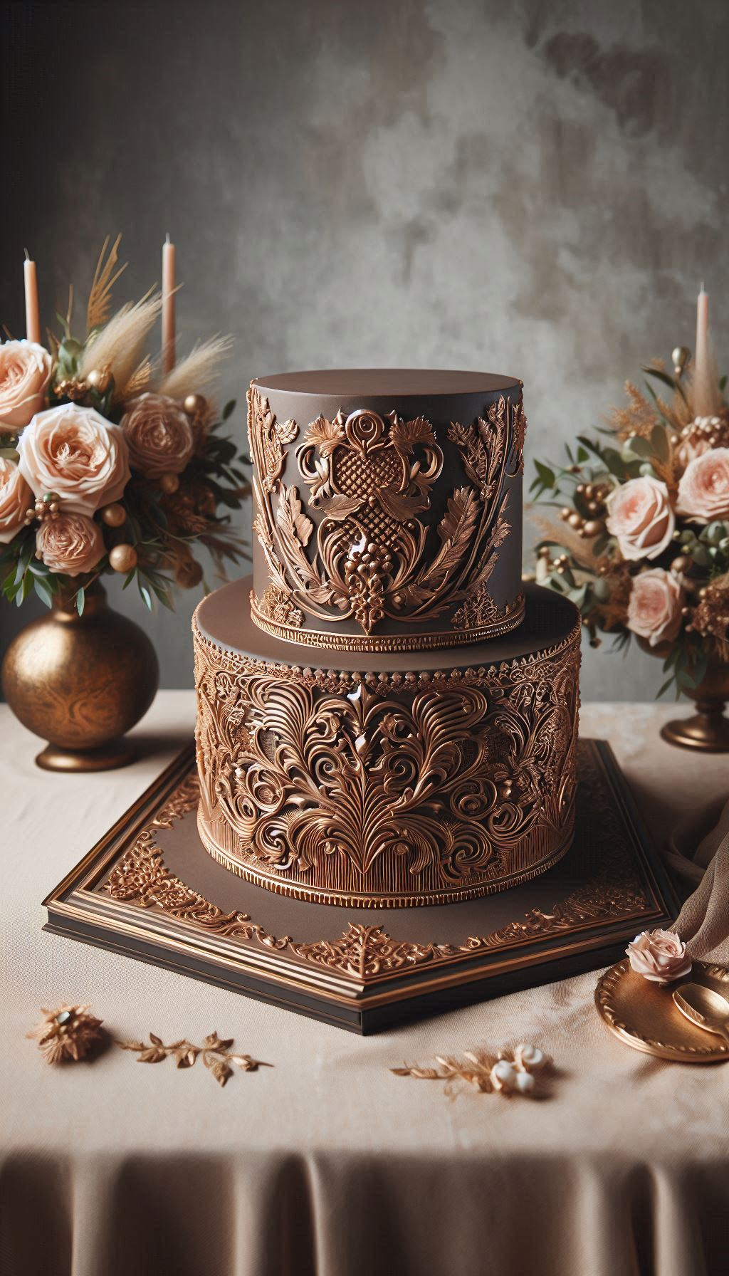 Get ready for an audible gasp when your guests see this masterpiece. A grand chocolate wedding cake makes a powerful and unforgettable statement that is both bold and beautiful. It’s a stunning choice for a truly majestic celebration.