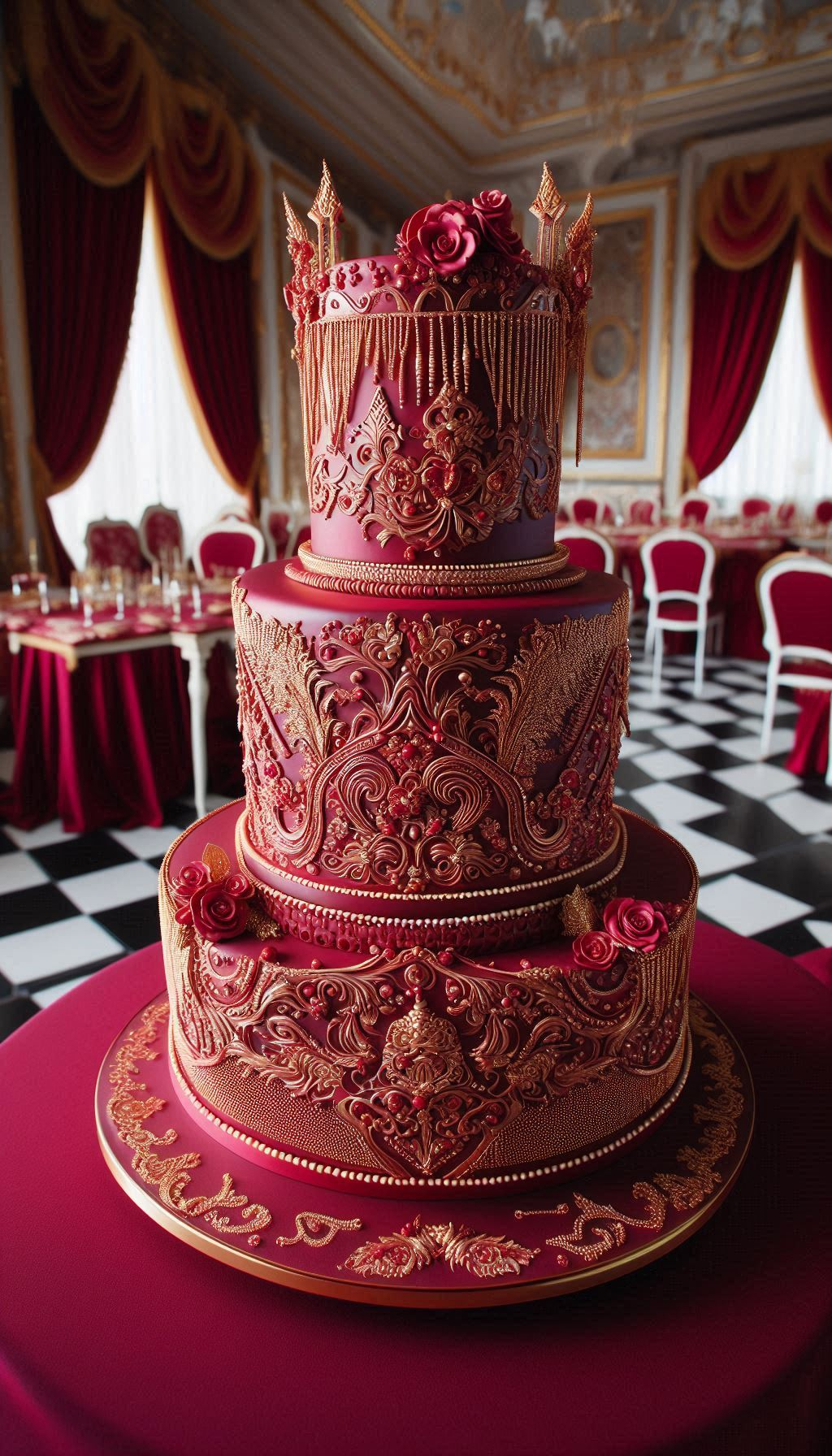 Forget a simple dessert; this is the undisputed centerpiece of your entire reception. A Scarlet Bloom Fantasy wedding cake draws every eye in the room with its dramatic beauty and grace. This is a wedding cake that knows how to make an entrance.