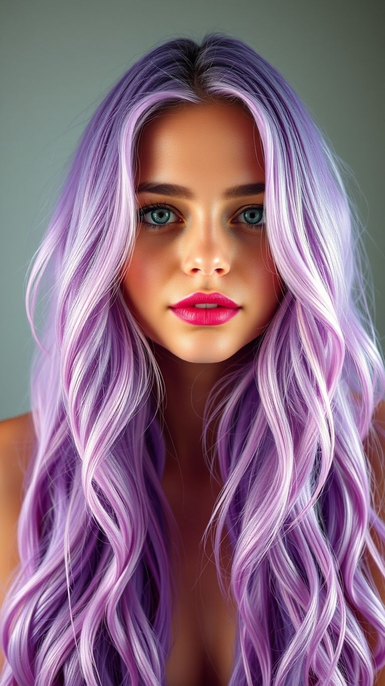 This hair looks like a beautiful, stormy twilight sky, and we are completely in awe. The stunning contrast between the dark roots and the pastel ends offers dramatic and dreamy Hair Color Ideas.