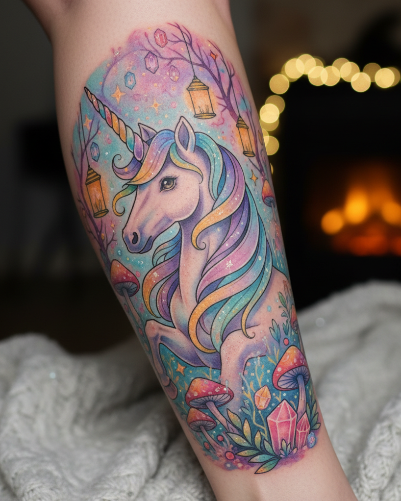 Unicorn tattoos are proof that magic is real—and wearable. They’re Magical Tattoos for women who turn fantasy into fashion.