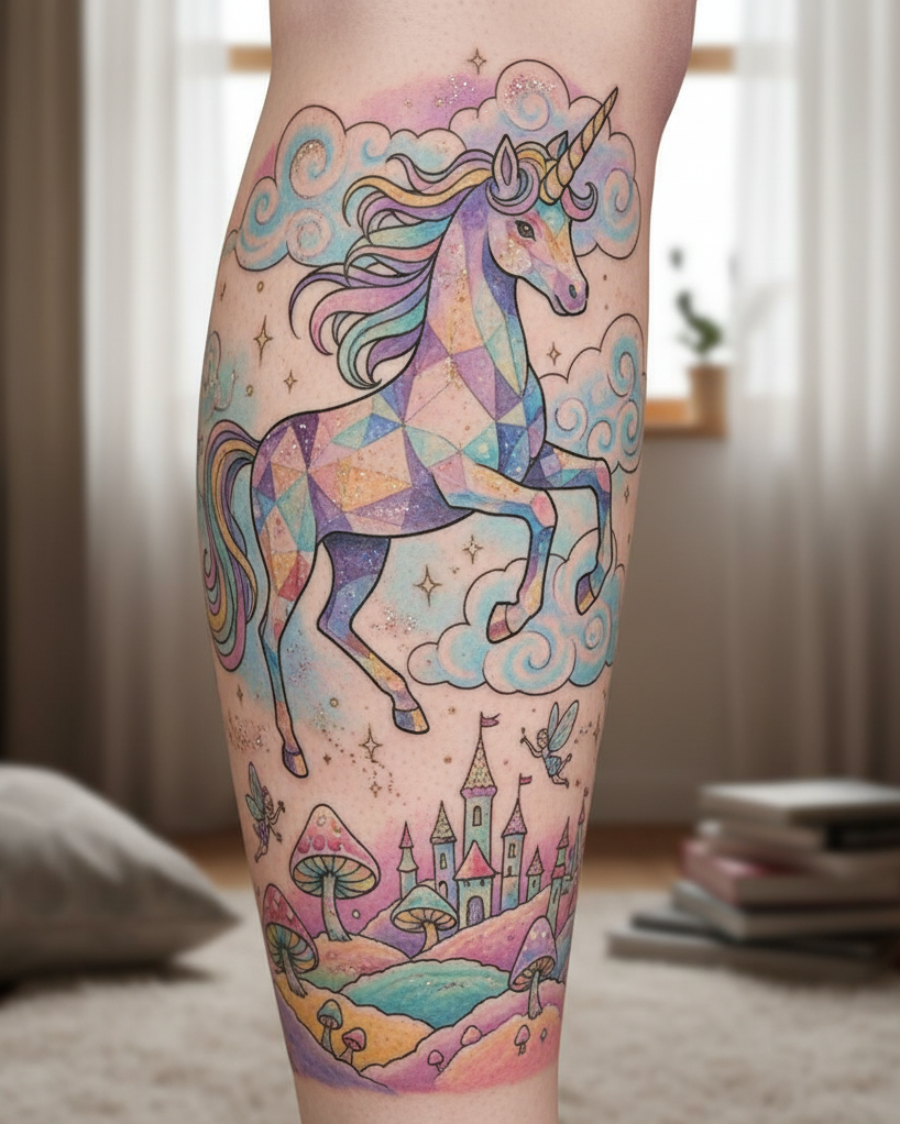 These tattoos are for the fearless romantics. Unicorns are Magical Tattoos for women who love fiercely and live freely.