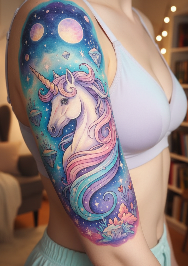 Unicorn tattoos don’t follow trends—they create them. They’re Magical Tattoos for women who lead with imagination and style.