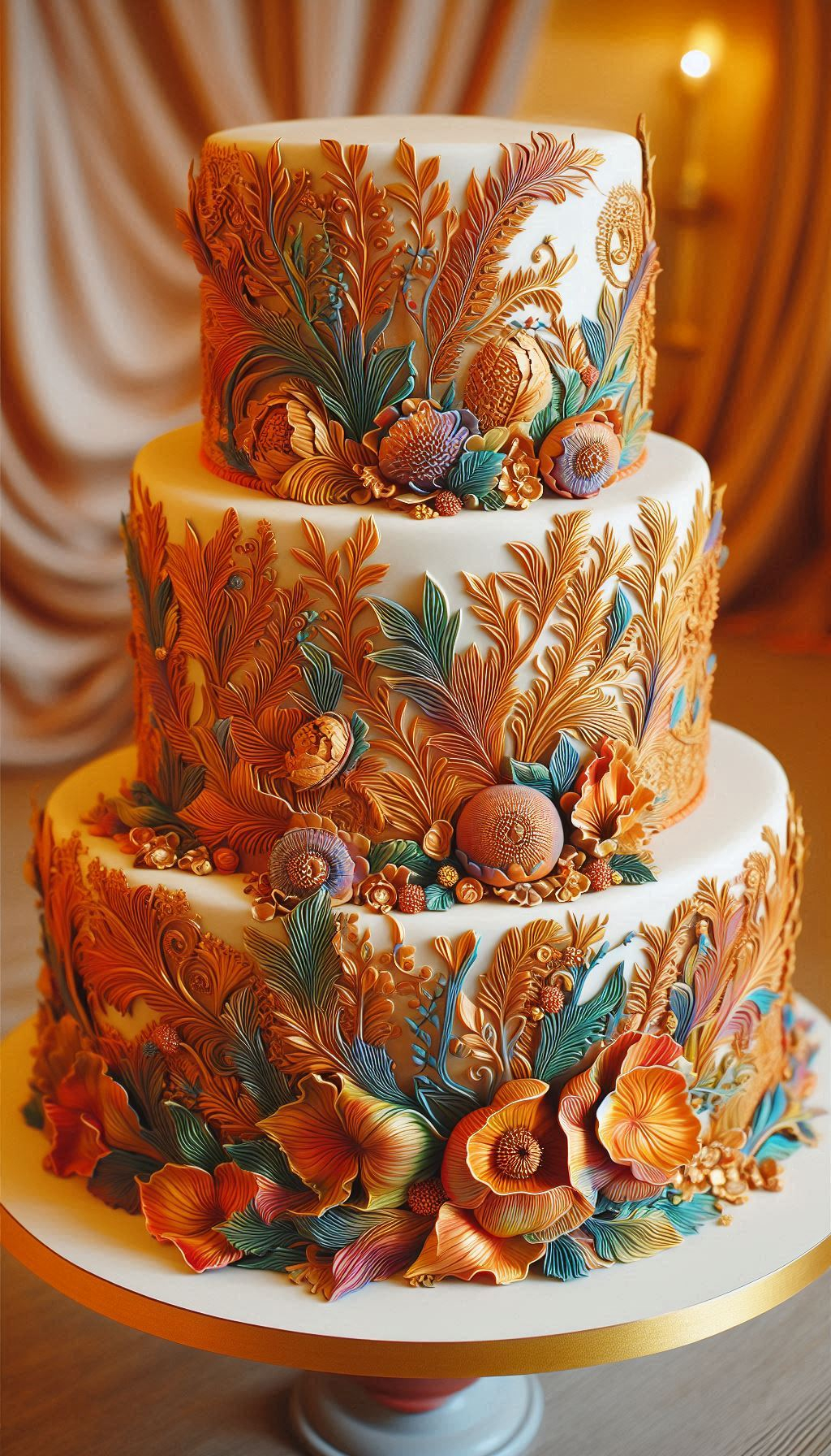 Who said everything on your wedding day has to be perfectly symmetrical? The beauty of this wedding cake style is in its charming imperfection and free-spirited, artistic design. This is the dream wedding cake for anyone who finds romance in the wild and untamed.